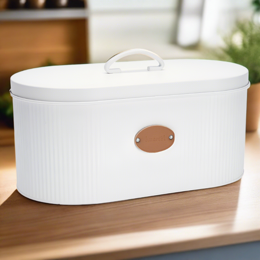 Bread Bin Metal White