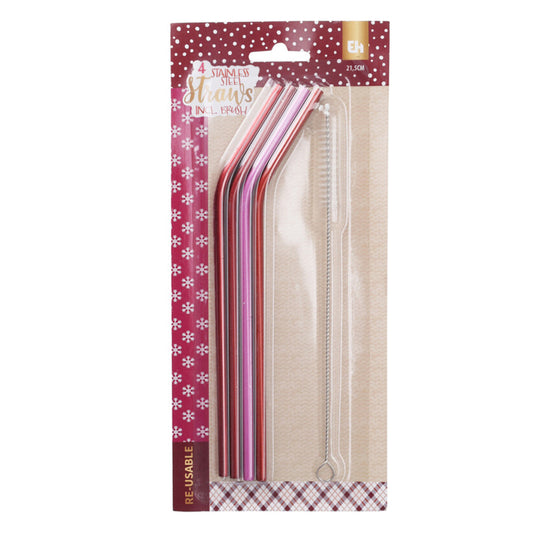 Stainless Steel Drinking Straws (Set Of 5 Pcs)