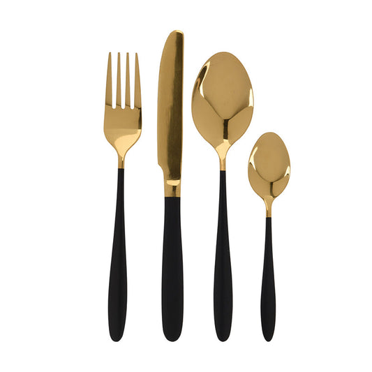 Cutlery Set Black & Gold (Set of 16 Pcs)