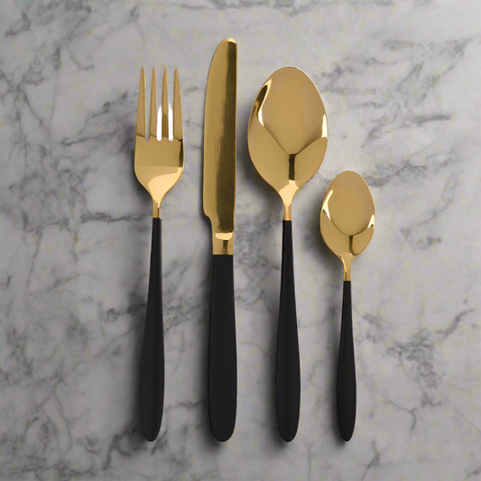 Cutlery Set Black & Gold (Set of 16 Pcs)