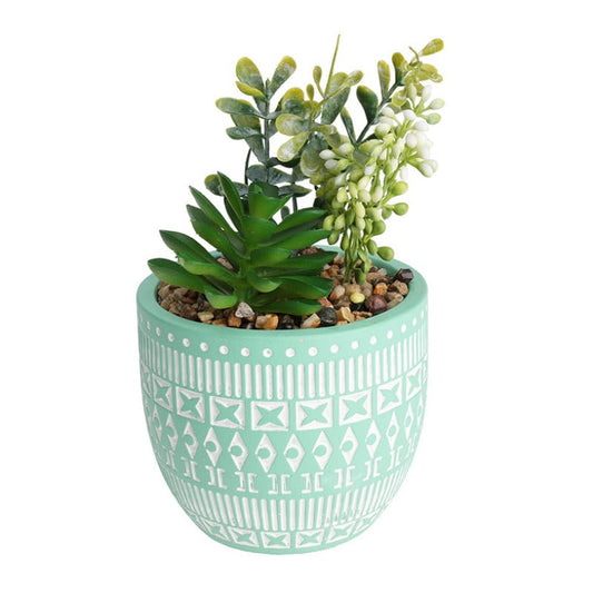 Faux Plant In Cement Pot