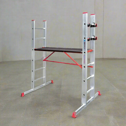 Material: Aluminum Height: 16.5ft Number of Steps:&nbsp; 2 x 17 steps Profile Sizes: 90 x 25mm Weight: 65 Kgs Made in Turkey