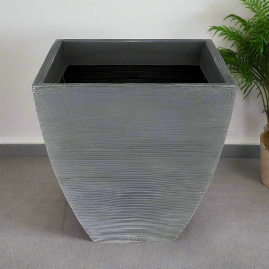 Planter Ribbed Light Grey