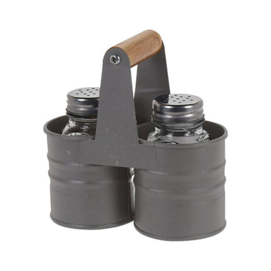 Salt & Pepper Shaker Set With Holder Charcoal