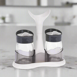 Salt & Pepper Shaker With Holder (Set of 3 Pcs)