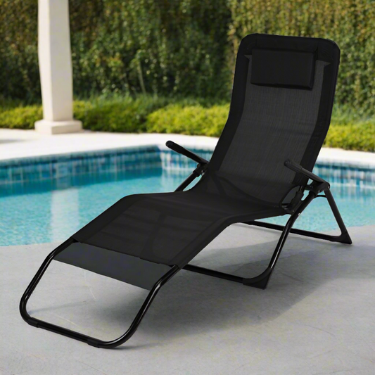 Siesta Lounger With Cushion Black