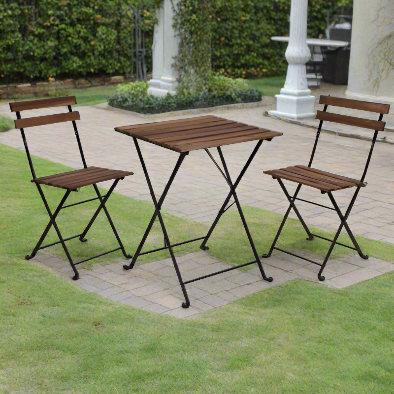 Bistro Set Black Frame 3pcs