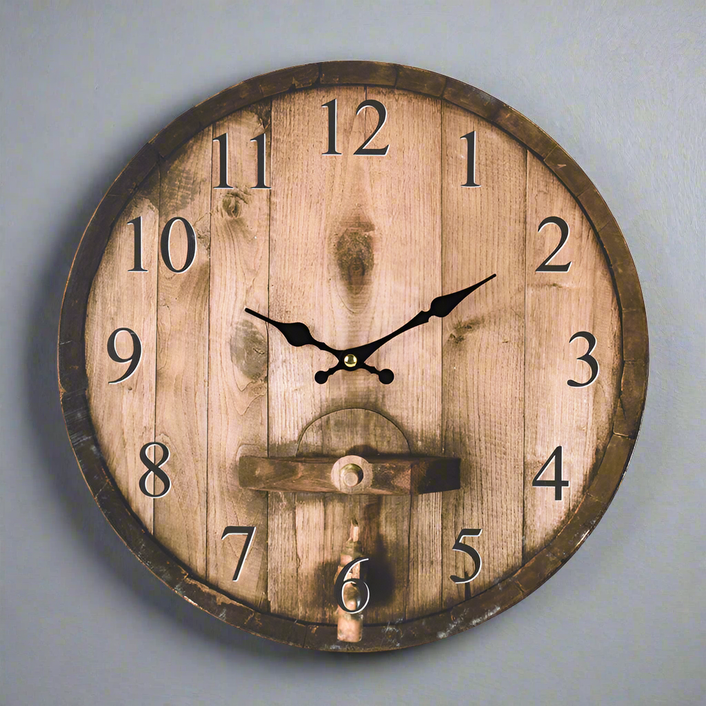 Wall Clock MDF Bistro Theme 33cm