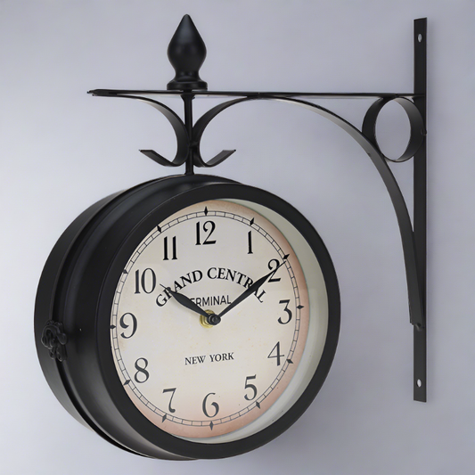 Wall Clock Metal Black