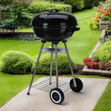 Charcoal BBQ Grill On Wheels Black