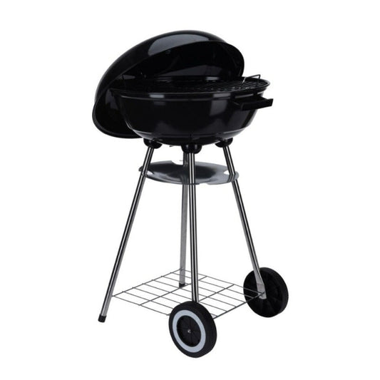 Charcoal BBQ Grill On Wheels Black