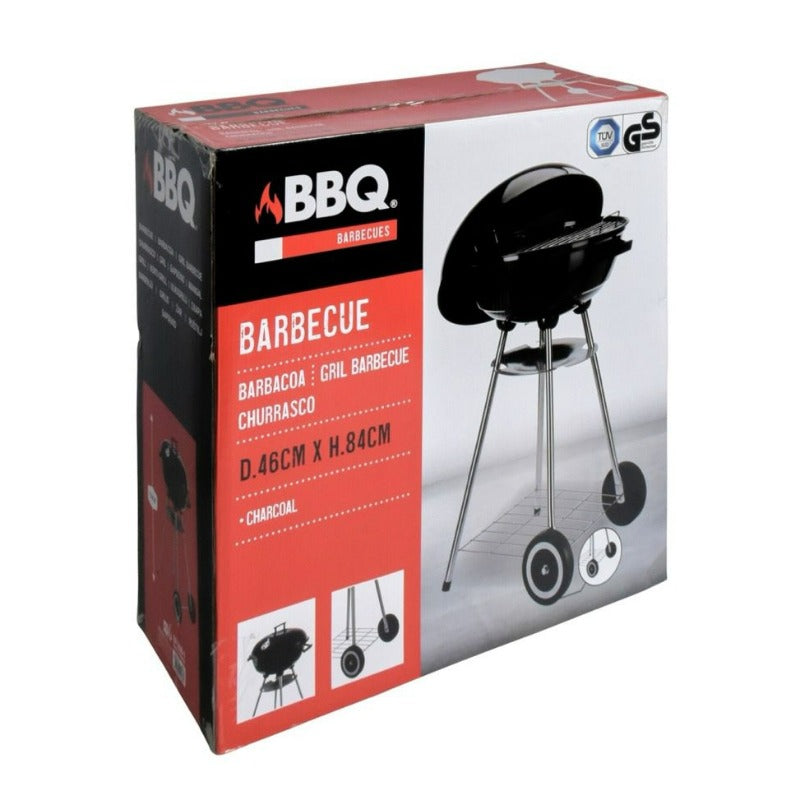 Charcoal BBQ Grill On Wheels Black