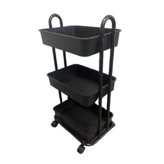 3 Tier Storage Trolley Black