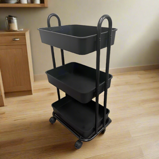 3 Tier Storage Trolley Black