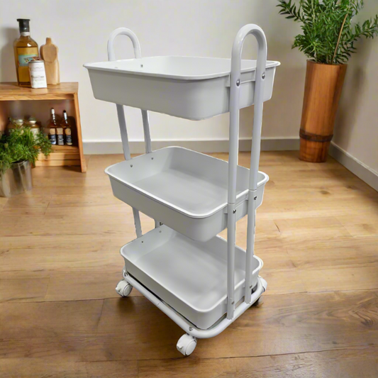 3 Tier Storage Trolley White