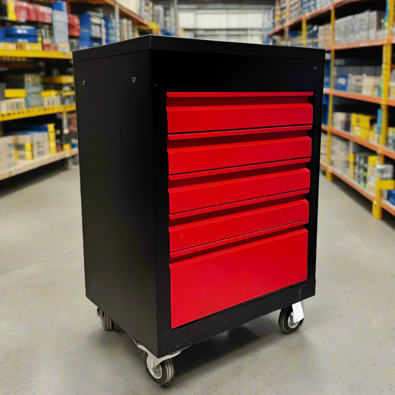 5 Drawer Tool Trolley Black & Red