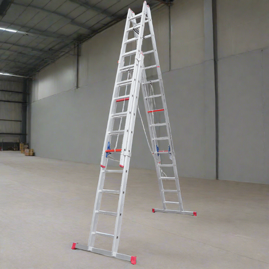 4 Section Aluminium Industrial Ladder 4*14 Steps (4*4Mt) Premium