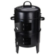 Charcoal BBQ Smoker Grill With Chimney Black